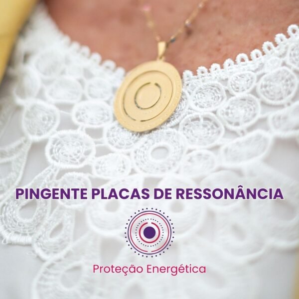 Pingente - Mandala com as Placa de Ressonância Quântica - Banhado a Ouro - Tamanho Grande